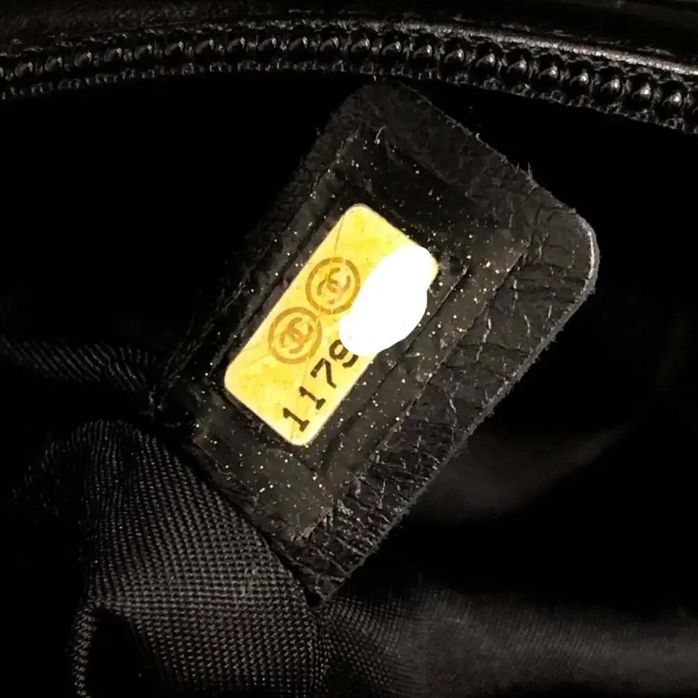 CHANEL Black Leather Logo Tote Bag